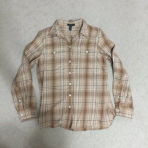 Ralph Lauren Beige Plaid Button Down Shirt